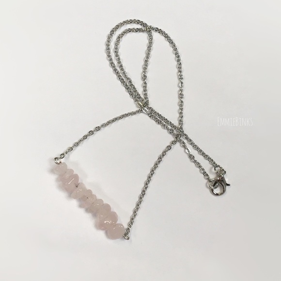 NWT Rose Quartz Bar Necklace, Rose Quartz Gemstone - Picture 7 of 7